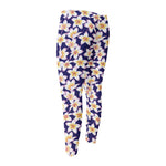 Watercolor Frangipani Flower Print Men's Compression Pants