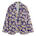 Watercolor Frangipani Flower Print Men's Cotton Blazer