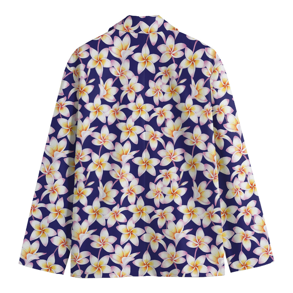 Watercolor Frangipani Flower Print Men's Cotton Blazer