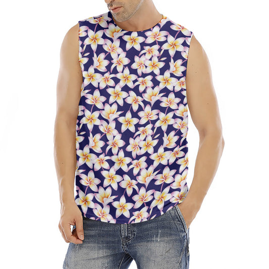 Watercolor Frangipani Flower Print Men's Fitness Tank Top