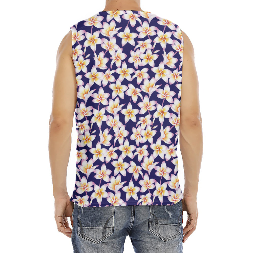 Watercolor Frangipani Flower Print Men's Fitness Tank Top