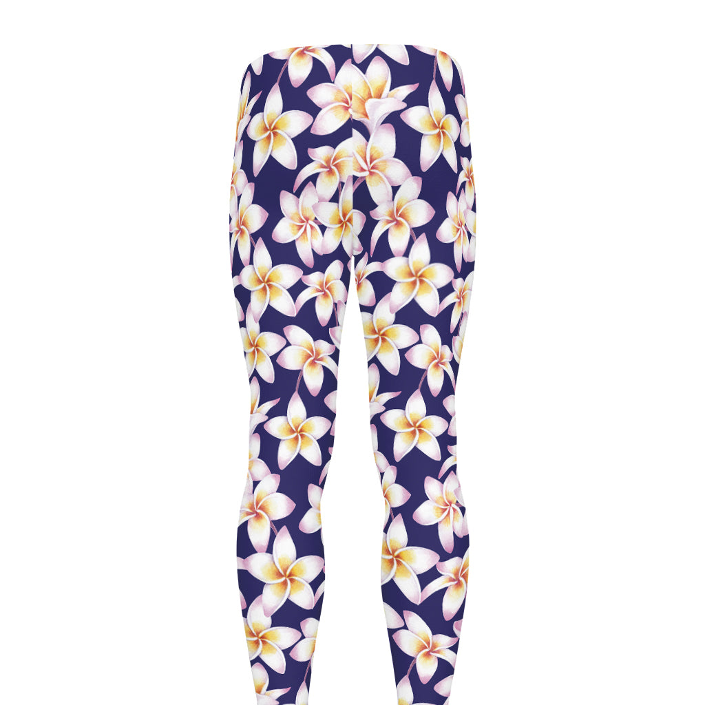 Watercolor Frangipani Flower Print Men's leggings