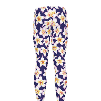 Watercolor Frangipani Flower Print Men's leggings