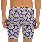 Watercolor Frangipani Flower Print Men's Long Boxer Briefs