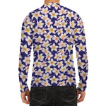 Watercolor Frangipani Flower Print Men's Long Sleeve Rash Guard