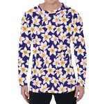 Watercolor Frangipani Flower Print Men's Long Sleeve T-Shirt