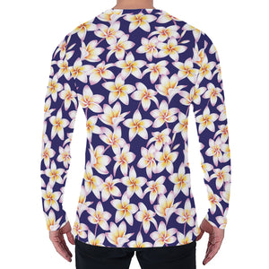 Watercolor Frangipani Flower Print Men's Long Sleeve T-Shirt