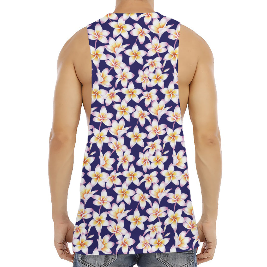 Watercolor Frangipani Flower Print Men's Muscle Tank Top