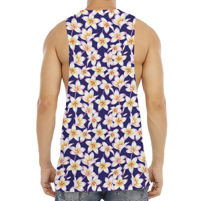 Watercolor Frangipani Flower Print Men's Muscle Tank Top