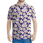 Watercolor Frangipani Flower Print Men's Polo Shirt