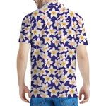 Watercolor Frangipani Flower Print Men's Polo Shirt