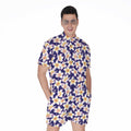 Watercolor Frangipani Flower Print Men's Romper