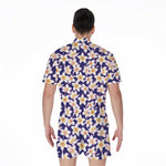 Watercolor Frangipani Flower Print Men's Rompers