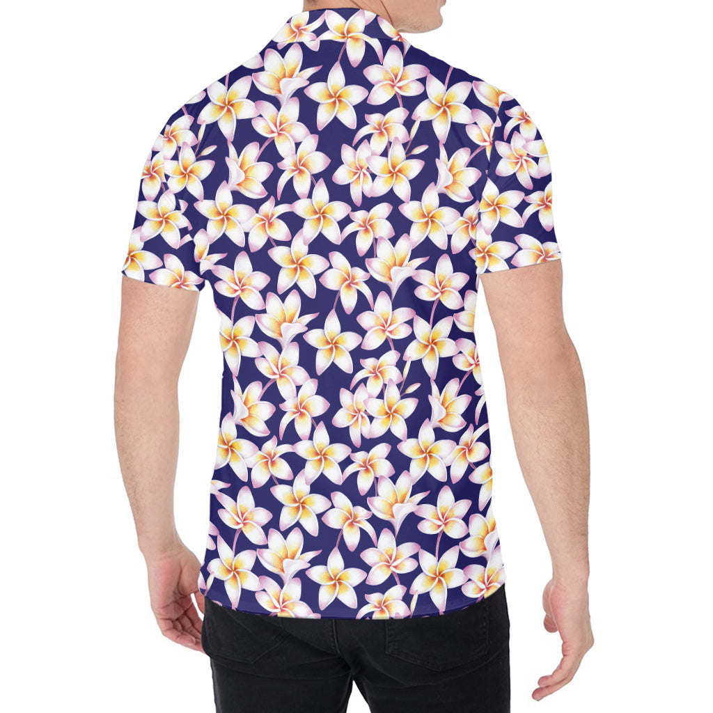 Watercolor Frangipani Flower Print Men's Shirt