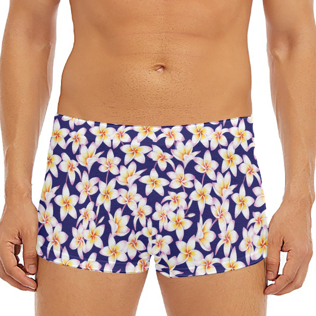 Watercolor Frangipani Flower Print Men's Short Boxer Briefs