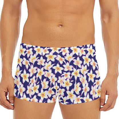 Watercolor Frangipani Flower Print Men's Short Boxer Briefs