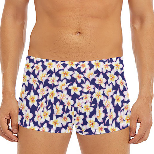 Watercolor Frangipani Flower Print Men's Short Boxer Briefs