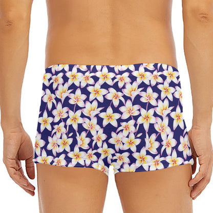 Watercolor Frangipani Flower Print Men's Short Boxer Briefs