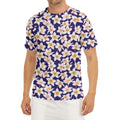 Watercolor Frangipani Flower Print Men's Short Sleeve Rash Guard