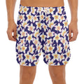 Watercolor Frangipani Flower Print Men's Split Running Shorts