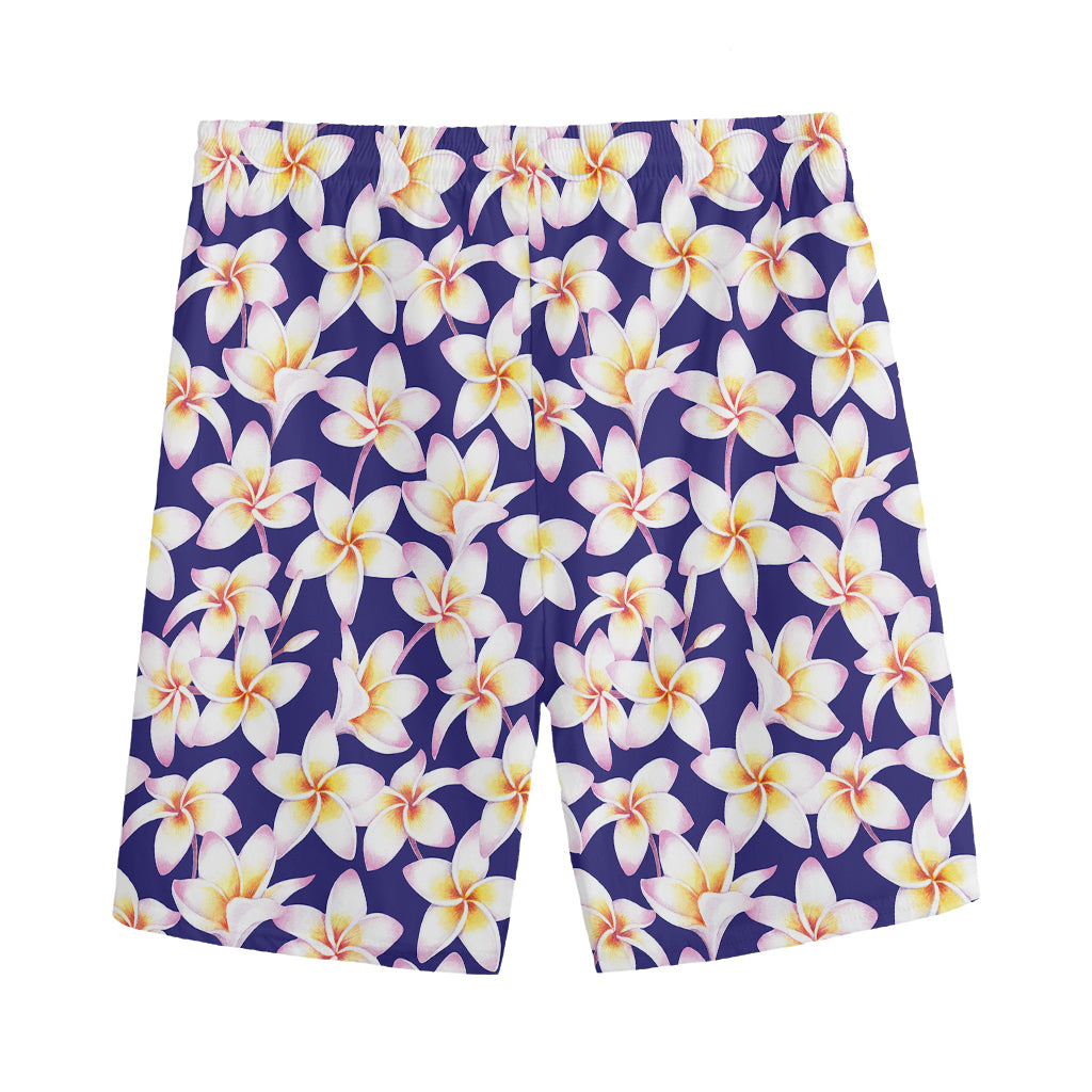 Watercolor Frangipani Flower Print Men's Sports Shorts