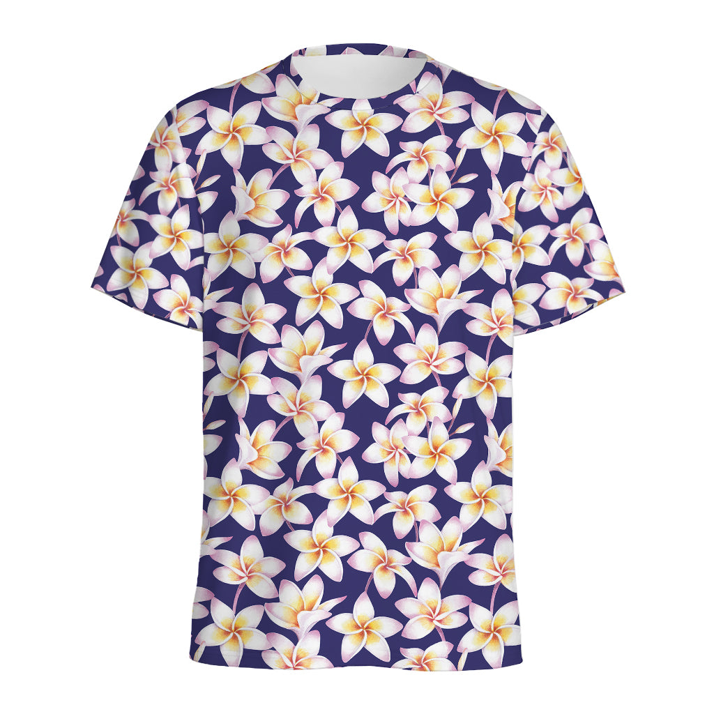 Watercolor Frangipani Flower Print Men's Sports T-Shirt