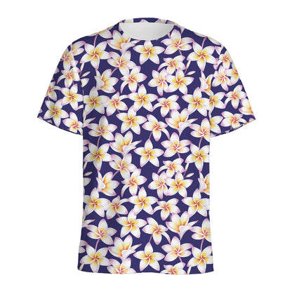Watercolor Frangipani Flower Print Men's Sports T-Shirt