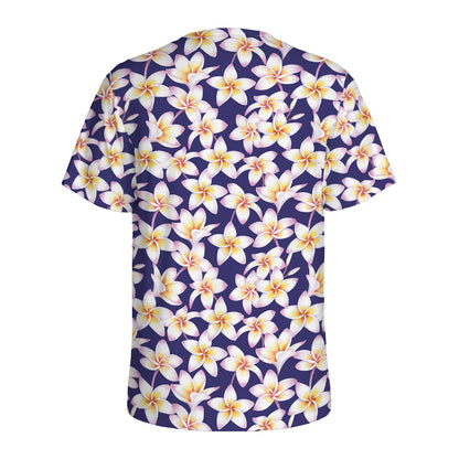 Watercolor Frangipani Flower Print Men's Sports T-Shirt