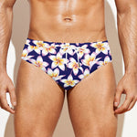 Watercolor Frangipani Flower Print Men's Swim Briefs