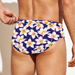 Watercolor Frangipani Flower Print Men's Swim Briefs