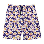 Watercolor Frangipani Flower Print Men's Swim Trunks