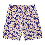 Watercolor Frangipani Flower Print Men's Swim Trunks