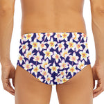 Watercolor Frangipani Flower Print Men's Triangle Swim Briefs