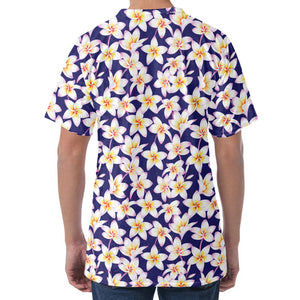 Watercolor Frangipani Flower Print Men's Velvet T-Shirt