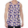 Watercolor Frangipani Flower Print Men's Velvet Tank Top