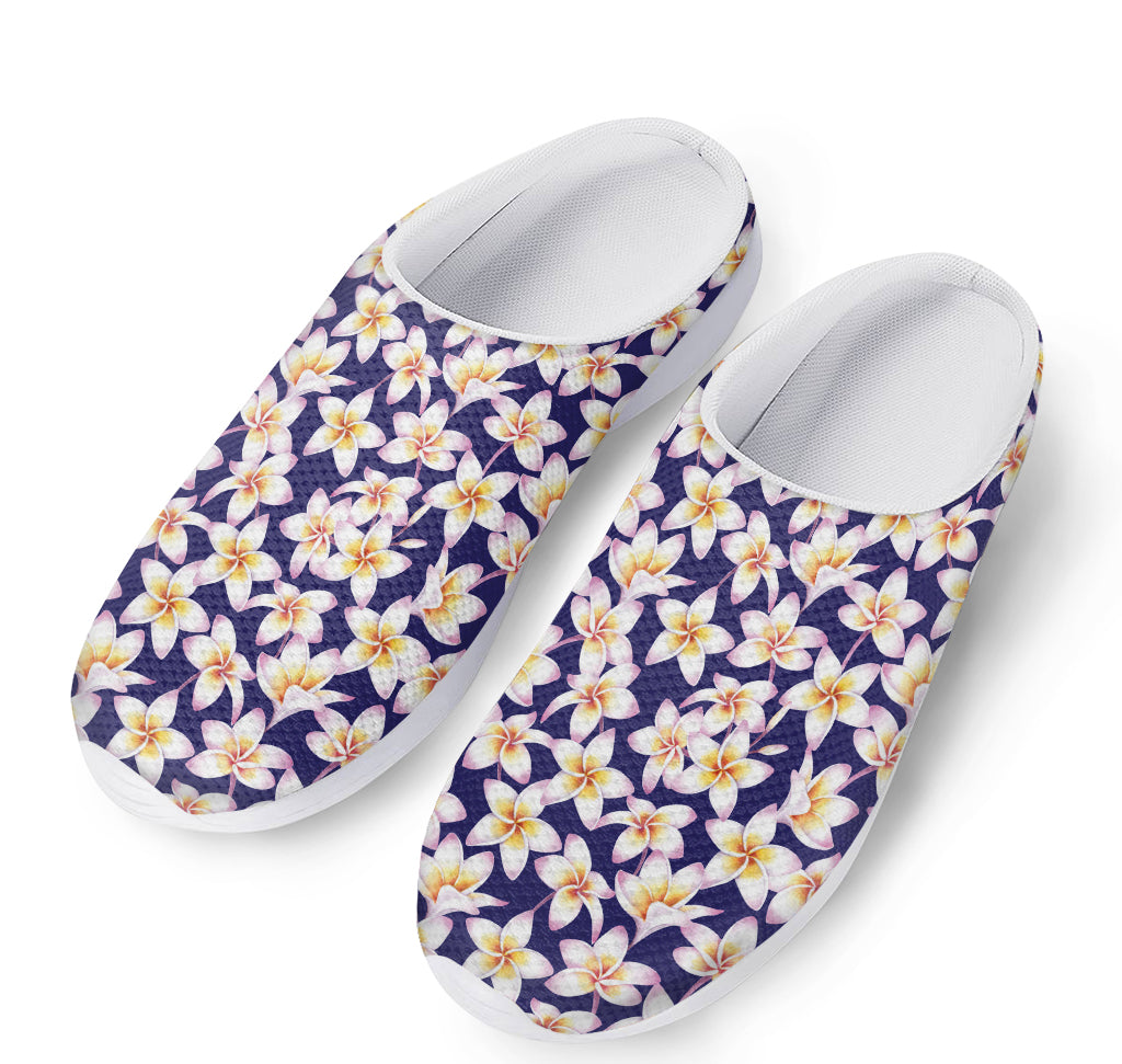Watercolor Frangipani Flower Print Mesh Casual Shoes