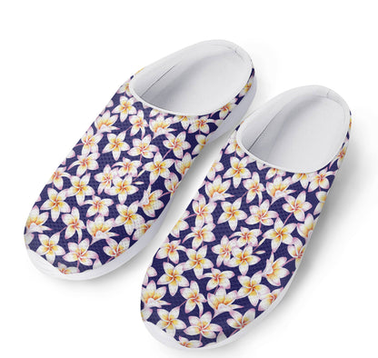 Watercolor Frangipani Flower Print Mesh Casual Shoes