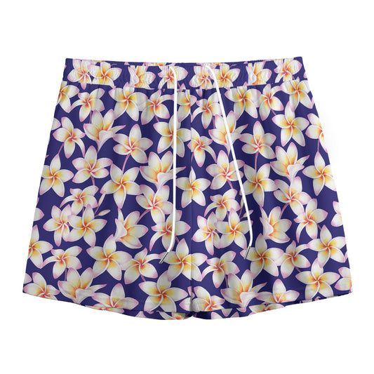 Watercolor Frangipani Flower Print Mesh Shorts