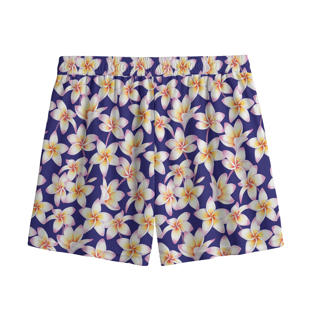 Watercolor Frangipani Flower Print Mesh Shorts