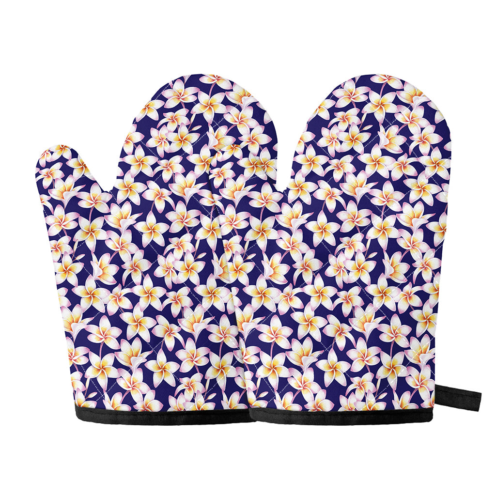 Watercolor Frangipani Flower Print Oven Mitts