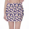 Watercolor Frangipani Flower Print Pencil Mini Skirt
