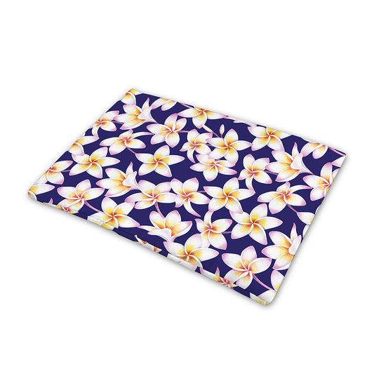 Watercolor Frangipani Flower Print Pet Cooling Mat Cover