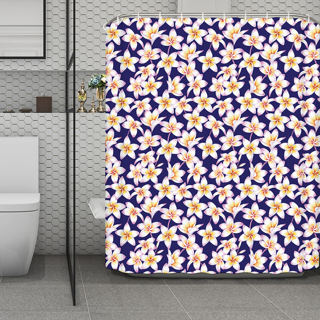 Watercolor Frangipani Flower Print Polyester Shower Curtain