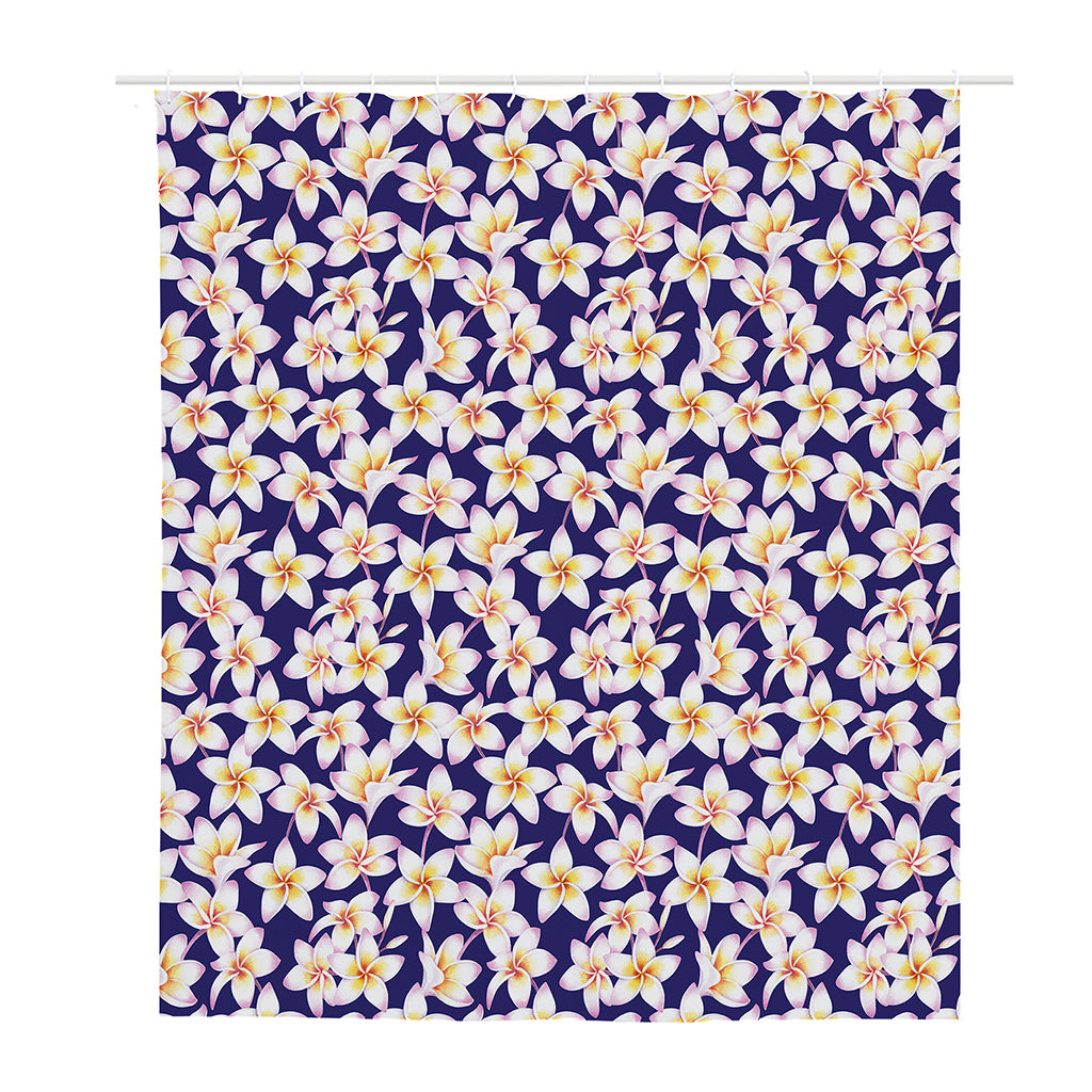 Watercolor Frangipani Flower Print Polyester Shower Curtain
