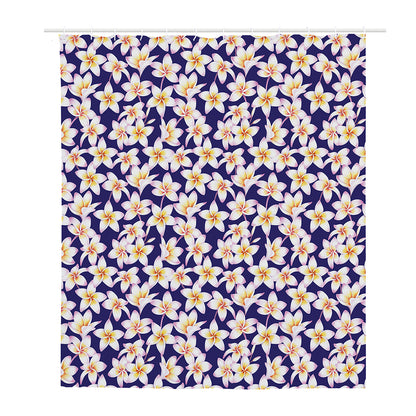 Watercolor Frangipani Flower Print Polyester Shower Curtain