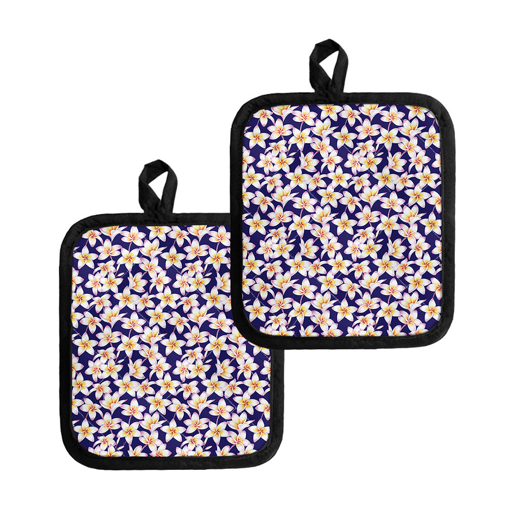 Watercolor Frangipani Flower Print Pot Holders