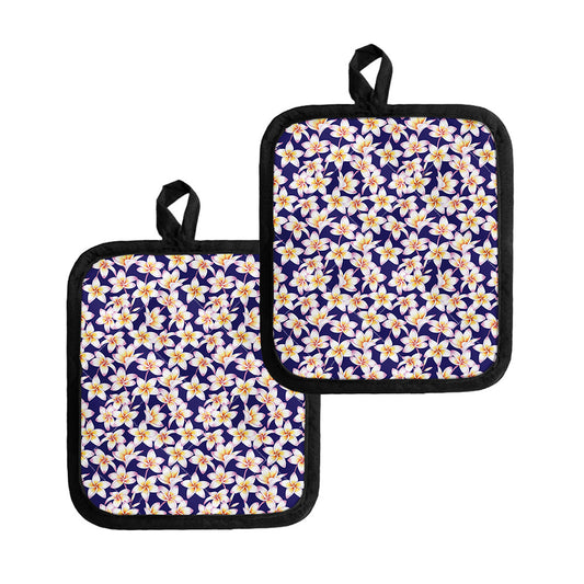 Watercolor Frangipani Flower Print Pot Holders