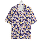 Watercolor Frangipani Flower Print Rayon Hawaiian Shirt