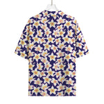 Watercolor Frangipani Flower Print Rayon Hawaiian Shirt