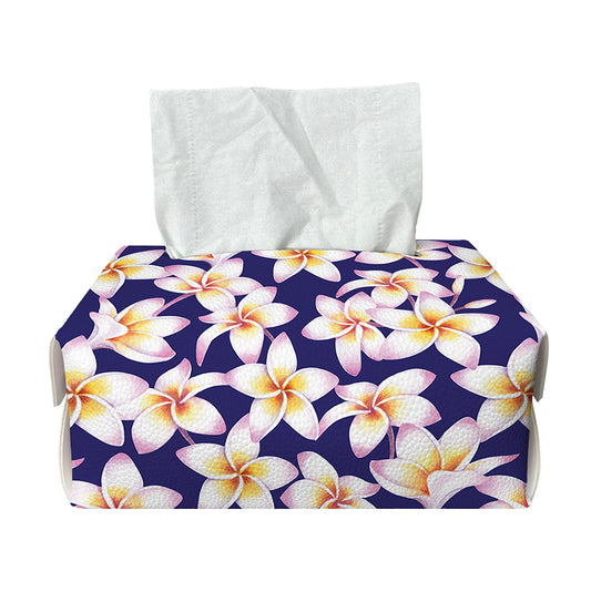 Watercolor Frangipani Flower Print Rectangle Tissue Box Cover
